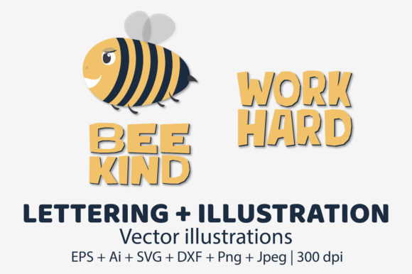 Cute Bee, Funny Insect, Lettering