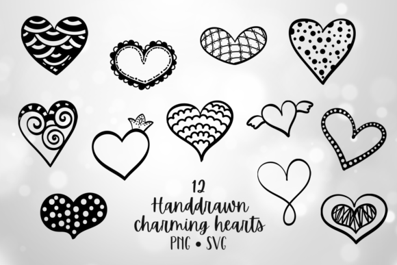 Handdrawn Charming Hearts
